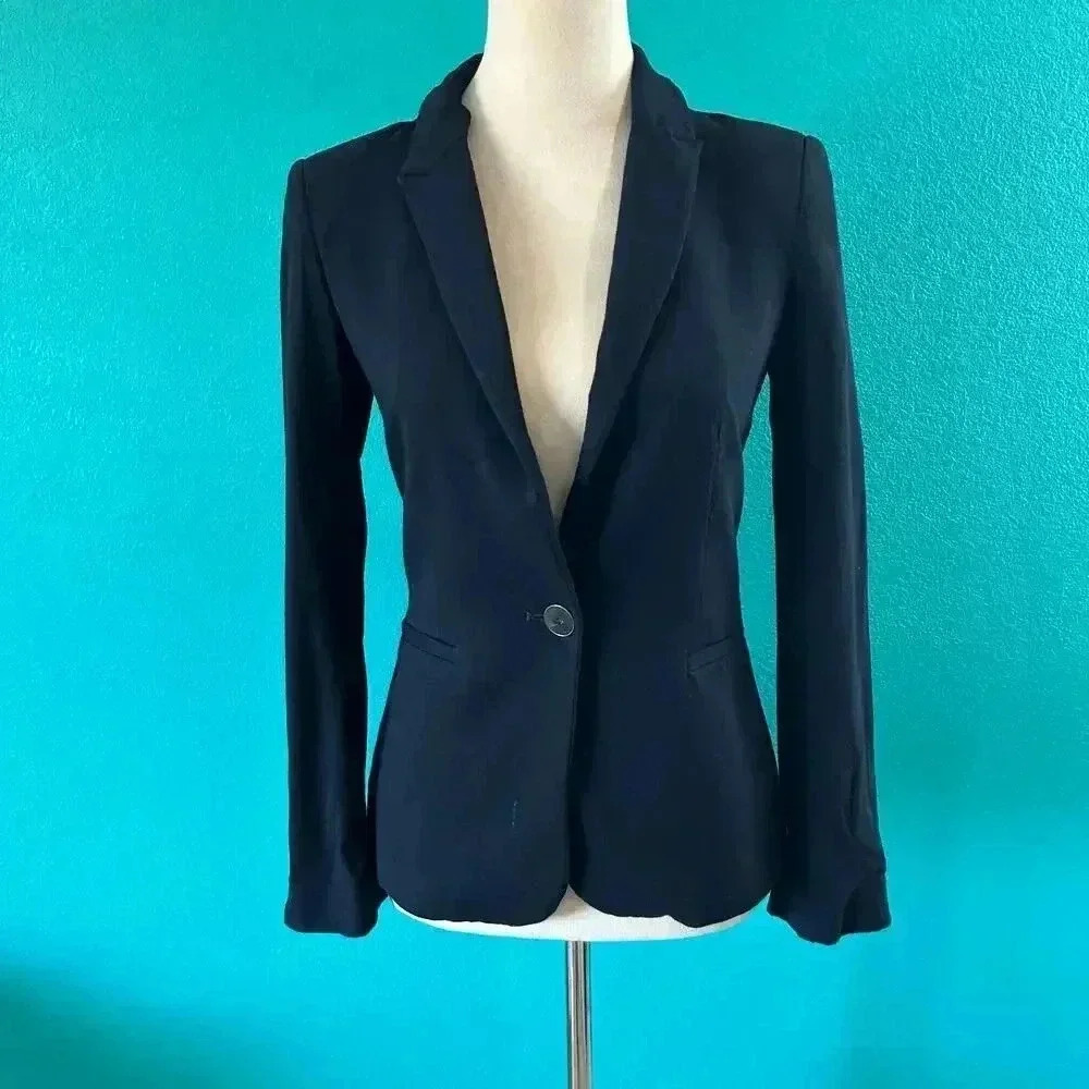 Zara Basic Navy Single Breasted One Button Blazer… - image 1